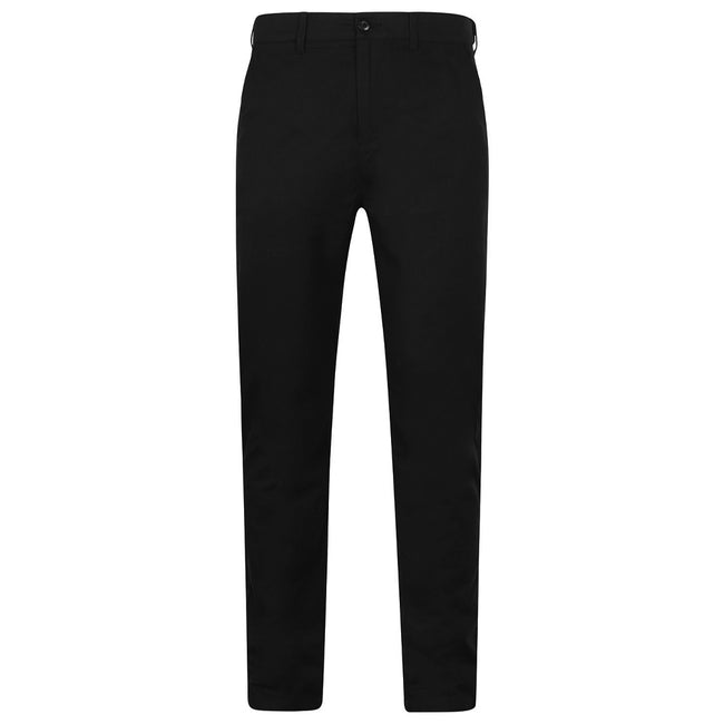 Black - Front - Henbury Mens Stretch Flex Waistband Chino Trousers
