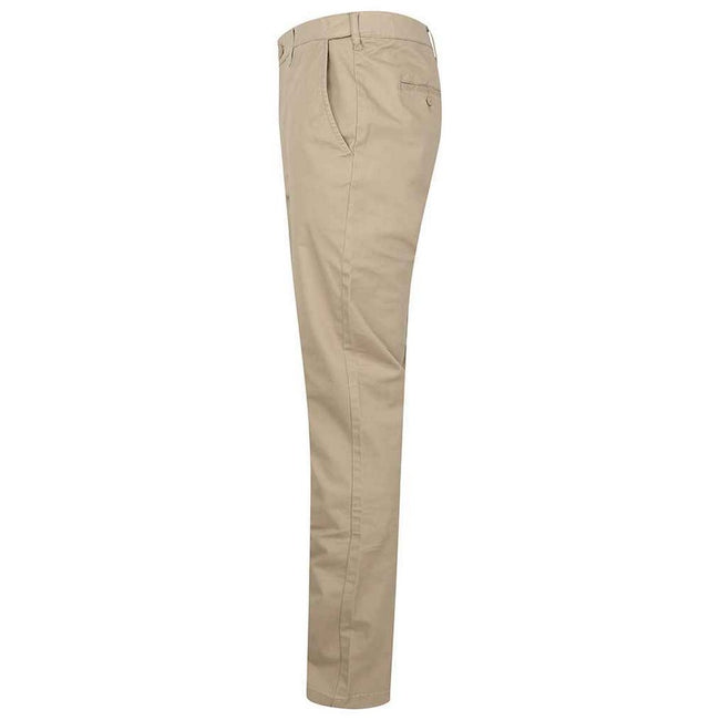 Stone - Side - Henbury Mens Stretch Flex Waistband Chino Trousers