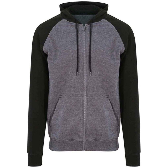 Charcoal-Jet Black - Front - AWDis Just Hoods Mens Baseball Zoodie