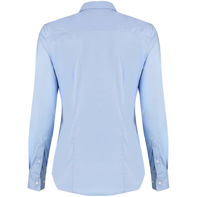 Light Blue - Front - Kustom Kit Womens-Ladies Long Sleeve Tailored Stretch Oxford Shirt