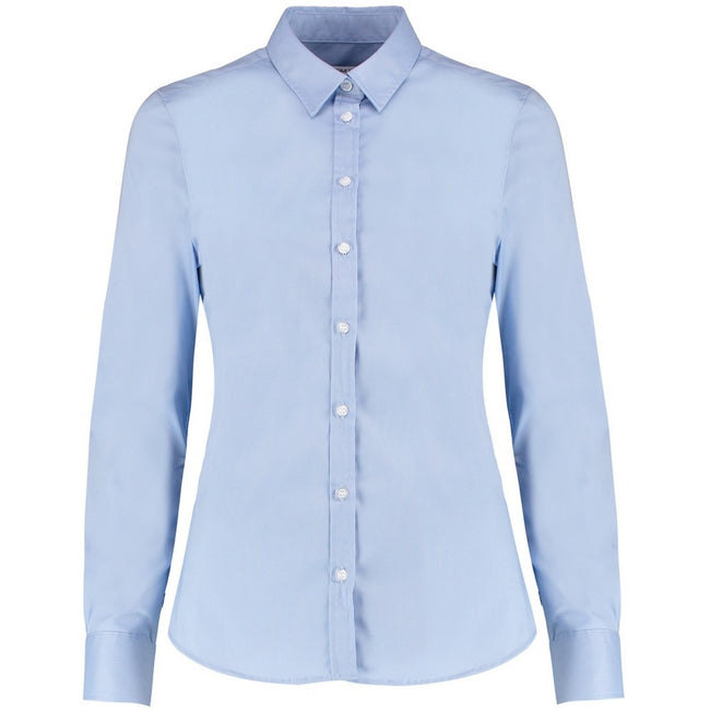 Light Blue - Back - Kustom Kit Womens-Ladies Long Sleeve Tailored Stretch Oxford Shirt