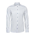 White-Blue - Front - Tee Jays Mens Luxury Slim Fit Long Sleeve Oxford Shirt
