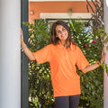 Flo Orange - Back - Spiro Unisex Adults Impact Performance Aircool Polo Shirt