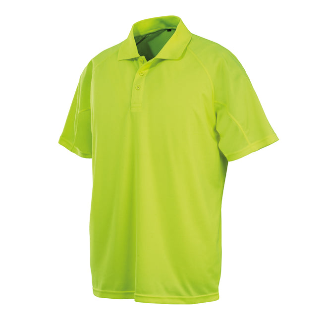 Flo Yellow - Front - Spiro Unisex Adults Impact Performance Aircool Polo Shirt