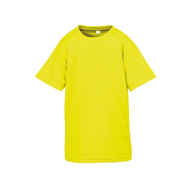 Flo Yellow - Front - Spiro Chidlrens-Kids Impact Performance Aircool T-Shirt