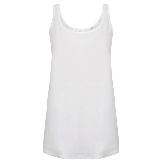 White - Front - Skinni Fit Womens-Ladies Slounge Vest