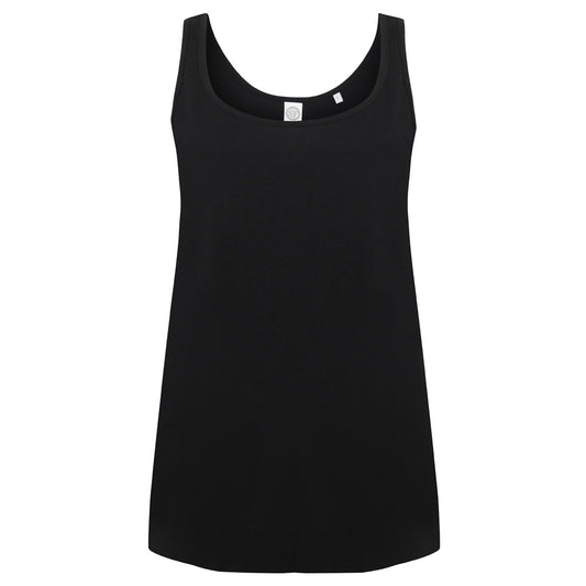 Black - Front - Skinni Fit Womens-Ladies Slounge Vest