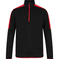 Black-Red - Front - Finden & Hales Mens Contrast Zip Neck Midlayer Top