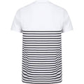 White-Navy - Back - Front Row Adults Unisex Breton Striped T-Shirt