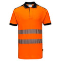 Orange-Black - Front - Portwest Mens PW3 Hi-Vis Polo Shirt