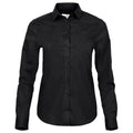 Black - Front - Tee Jays Womens-Ladies Stretch Luxury Long Sleeve Poplin Shirt
