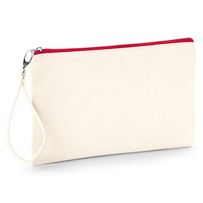Natural-Red - Front - Westford Mill Canvas Wristlet Pouch