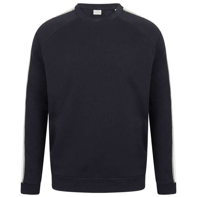 Navy-White - Front - Skinni Fit Unisex Contrast Raglan Sweatshirt