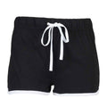 Black-White - Front - Skinni Fit Womens-Ladies Retro Shorts