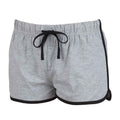 Heather Grey-Black - Front - Skinni Fit Womens-Ladies Retro Shorts