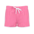 Bright Pink-White - Front - Skinni Fit Womens-Ladies Retro Shorts