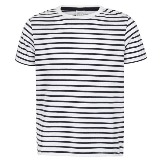 White-Oxford Navy - Front - Skinni Minni Childrens-Kids Striped T-Shirt