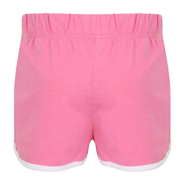 Bright Pink-White - Back - Skinni Minni Childrens-Kids Retro Shorts