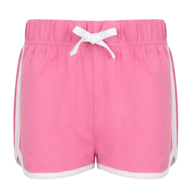 Bright Pink-White - Front - Skinni Minni Childrens-Kids Retro Shorts