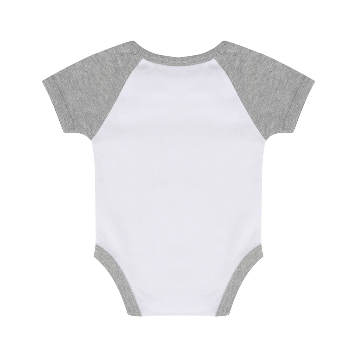 White-Heather Grey - Back - Larkwood Baby Boys-Girls Essential Short Sleeve Baseball Bodysuit