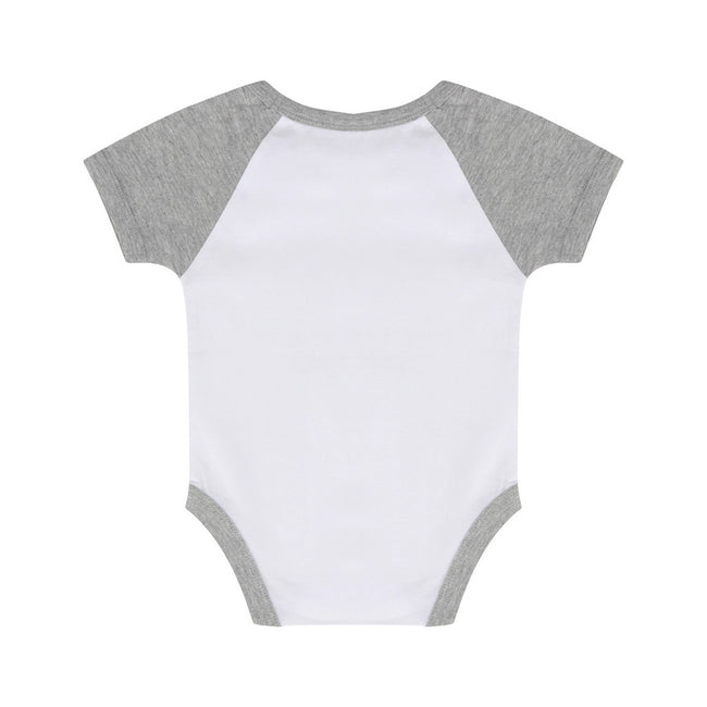 White-Heather Grey - Back - Larkwood Baby Boys-Girls Essential Short Sleeve Baseball Bodysuit