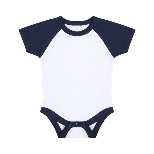 White-Navy - Front - Larkwood Baby Boys-Girls Essential Short Sleeve Baseball Bodysuit