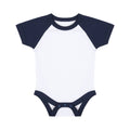 White-Navy - Front - Larkwood Baby Boys-Girls Essential Short Sleeve Baseball Bodysuit