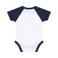 White-Navy - Back - Larkwood Baby Boys-Girls Essential Short Sleeve Baseball Bodysuit
