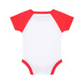 White-Red - Back - Larkwood Baby Boys-Girls Essential Short Sleeve Baseball Bodysuit