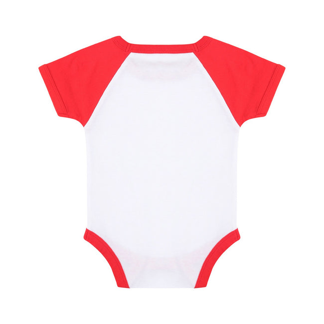 White-Red - Back - Larkwood Baby Boys-Girls Essential Short Sleeve Baseball Bodysuit
