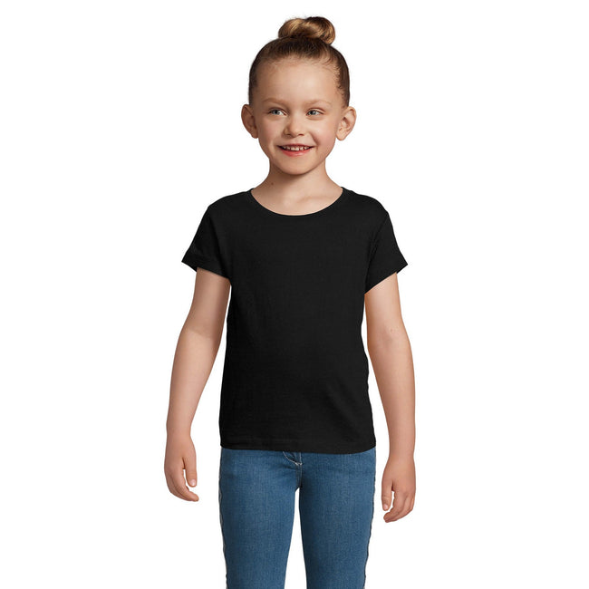 Deep Black - Back - SOLS Girls Cherry Short Sleeve T-Shirt