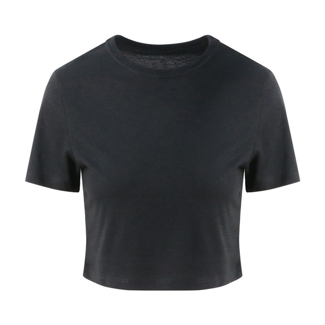 Solid Black - Front - AWDis Just Ts Womens Girlie Tri-Blend Cropped T-Shirt