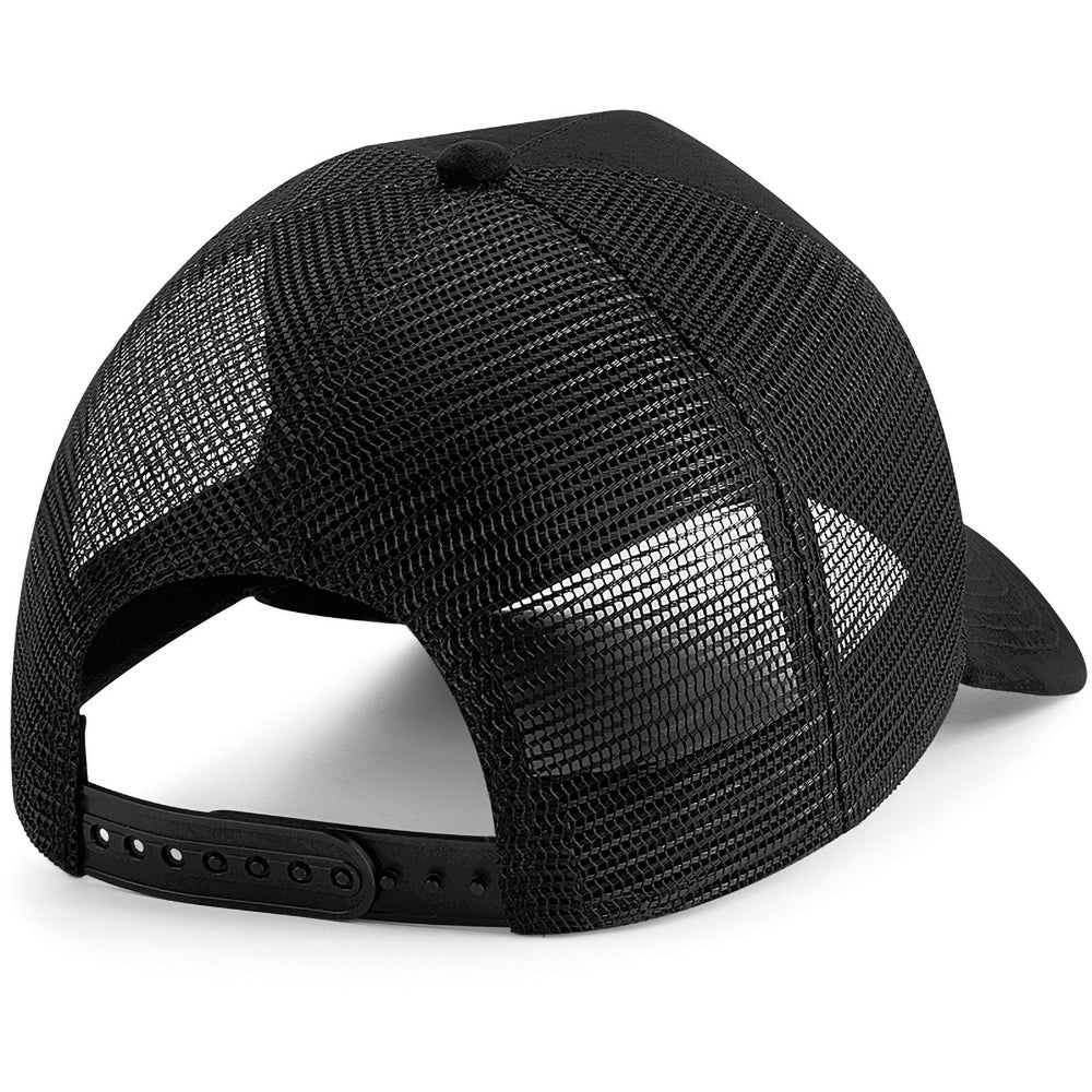 Black - Back - Beechfield Suede Snapback Trucker Cap