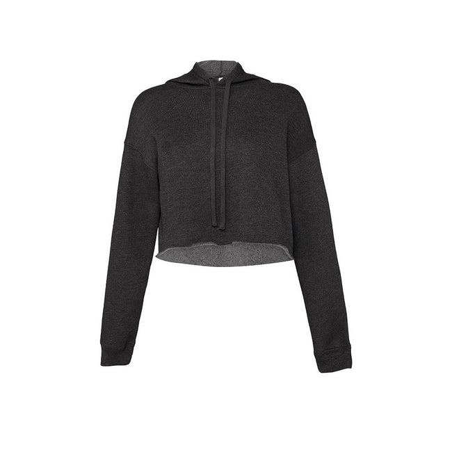 Dark Grey Heather - Front - Bella + Canvas Ladies Cropped Hoodie