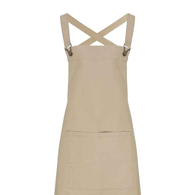 Khaki - Back - Premier Cross Back Barista Bib Apron