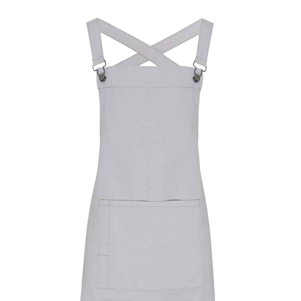 Silver - Back - Premier Cross Back Barista Bib Apron