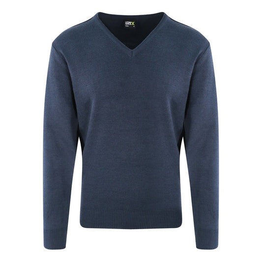 Navy - Front - PRO RTX Mens Pro Acrylic V Neck Sweater