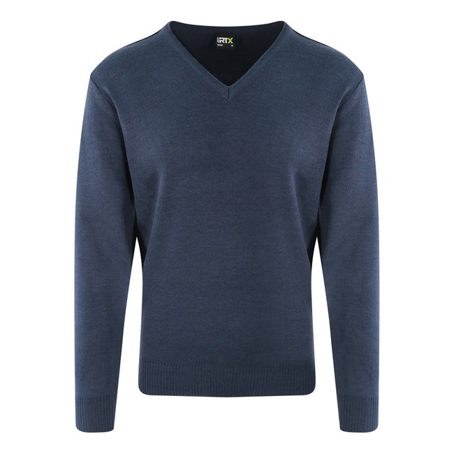 Navy - Front - PRO RTX Mens Pro Acrylic V Neck Sweater