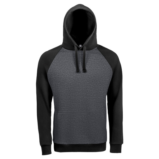 Charcoal Marl-Black - Front - SOLS Unisex Seattle Contrast Raglan Hoodie