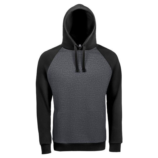 Charcoal Marl-Black - Front - SOLS Unisex Seattle Contrast Raglan Hoodie