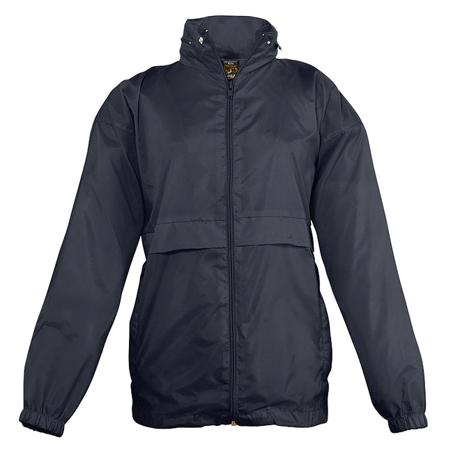 Navy - Front - SOLS Kids Unisex Surf Windbreaker Jacket (Water Resistant And Windproof)