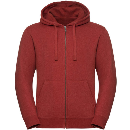 Brick Red Melange - Front - Russell Mens Authentic Melange Zip Hoodie