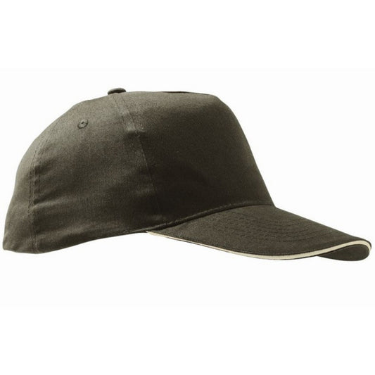 Army-Beige - Front - SOLS Unisex Sunny 5 Panel Baseball Cap