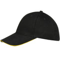 Black-Yellow - Front - SOLS Unisex Buffalo 6 Panel Baseball Cap