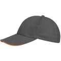 Grey-Orange - Front - SOLS Unisex Buffalo 6 Panel Baseball Cap