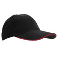 Black-Red - Front - SOLS Unisex Buffalo 6 Panel Baseball Cap