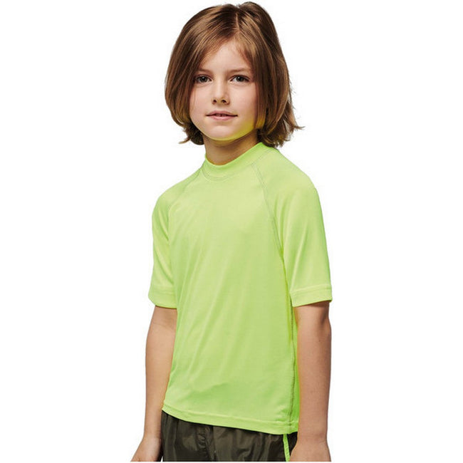 Fluorescent Yellow - Back - Proact Childrens-Kids Surf T-Shirt
