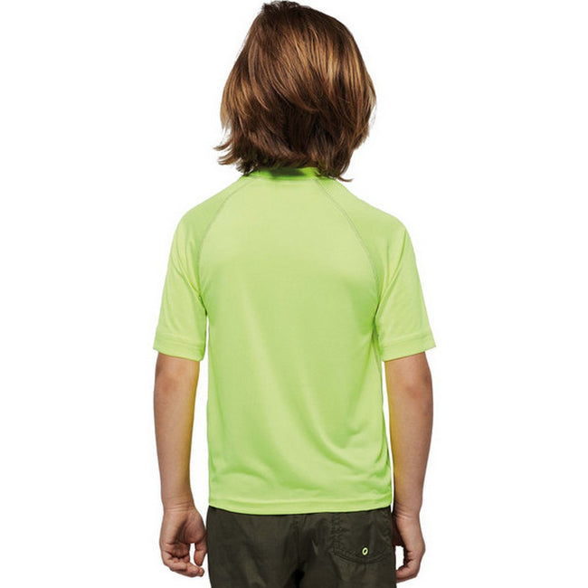 Fluorescent Yellow - Side - Proact Childrens-Kids Surf T-Shirt