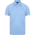 Sky-Navy-White - Front - Finden And Hales Mens Performance Piped Polo Shirt