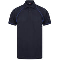 Navy-Royal Blue - Front - Finden And Hales Mens Performance Piped Polo Shirt